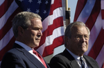 Free Picture of George W Bush and Donald H Rumsfeld