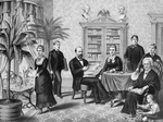 Free Picture of President Garfield and Family in a Library