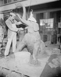 Free Picture of Man Building an Elephant Statue