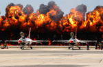 Free Picture of Wall of Flames Behind F-16 Fighter Jets