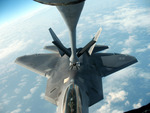 Free Picture of KC-135 Stratotanker Fueling an F-22 Rapter