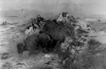 Free Picture of Indians Killing Buffalo