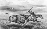 Free Picture of Men Hunting Buffalo on the Great Plains