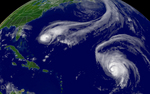 Free Picture of Hurricane Jeanne and Hurricane Karl