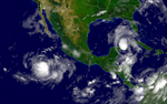 Free Picture of Tropical Storms Claudette and Enrique