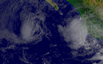 Free Picture of Hurricane Olaf and Tropical Storm Nora