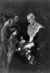 Free Picture of Children Giving Susan B Anthony Flowers