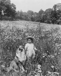 Free Picture of Child and a Collie Dog in a Field