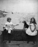 Free Picture of Children and Dog Near the Ocean