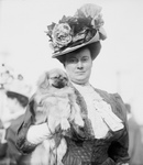 Free Picture of Woman Holding a Pekinese Dog