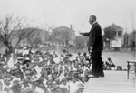 Free Picture of Booker T Washington Speaking to Children