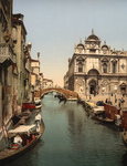 Free Picture of Gondolas on Canal, Venice