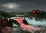 Free Picture of Bridge, Rhine Falls and Laufen Castle at Night
