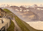 Free Picture of People on a Terrace, View of Brienzer Rothorn Mountain