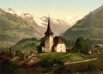 Free Picture of Church and Swiss Alps, Frutigen, Switzerland