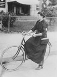 Female Telegraph Messenger on Bike