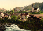 River and Homes in Burglen, Switzerland