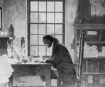 Benjamin Franklin Working at a Desk