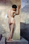 Photo of a Nude Woman From Behind, Against a Stone Wall by Francesco Hayez