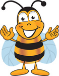 Clip art Graphic of a Honey Bee Cartoon Character With Welcoming Open Arms