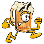 Clip art Graphic of a Frothy Mug of Beer or Soda Cartoon Character Running