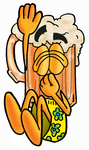Clip art Graphic of a Frothy Mug of Beer or Soda Cartoon Character Plugging His Nose While Jumping Into Water