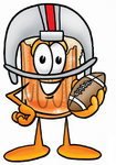 Clip art Graphic of a Frothy Mug of Beer or Soda Cartoon Character in a Helmet, Holding a Football