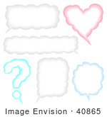 #40865 Clip Art Graphic of Question Mark, Heart And Other Shaped Conversation Boxes by Oleksiy Maksymenko