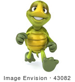 #43082 Royalty-Free (RF) Cartoon Clipart of a 3d Turtle Mascot Running Forward by Julos