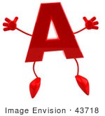 #43718 Royalty-Free (RF) Illustration of a 3d Red Letter A Character With Arms And Legs by Julos