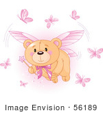 #56189 Royalty-Free (Rf) Clip Art Of A Teddy Bear Fairy With Pink Butterflies And A Wand