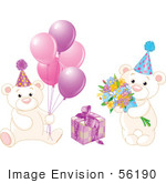 #56190 Royalty-Free (Rf) Clip Art Of A Digital Collage Of Birthday Teddy Bears With Pink Balloons Flowers And A Present