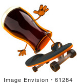 #61284 Royalty-Free (Rf) Illustration Of A 3d Root Beer Character Skateboarding - Version 4