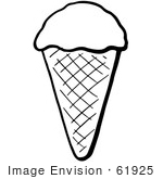 #61925 Clipart Of A Waffle Ice Cream Cone In Black And White - Royalty Free Vector Illustration